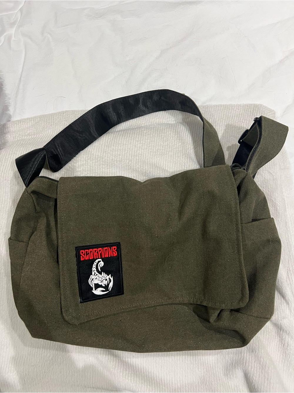 Army Green Messenger Bag with Adjustable Strap